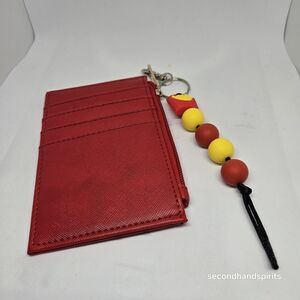 Zip Coin Wallet Zipper Coin Pouch Mini Card Case Lipstick Red. Fry Keychain